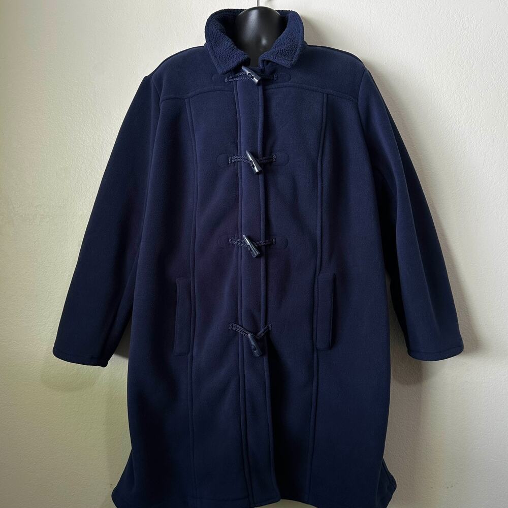 D&CO Women's Winter Coat 2X Blue Zip+Buttons Pockets WARM
